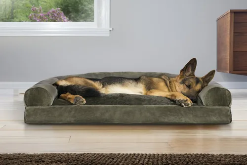 Vista 3 de Furhaven - Cama para perros, cojín de almohada tradicional sofá y colchón de espuma rectangular terapéutico de lujo con funda extraíble para perros