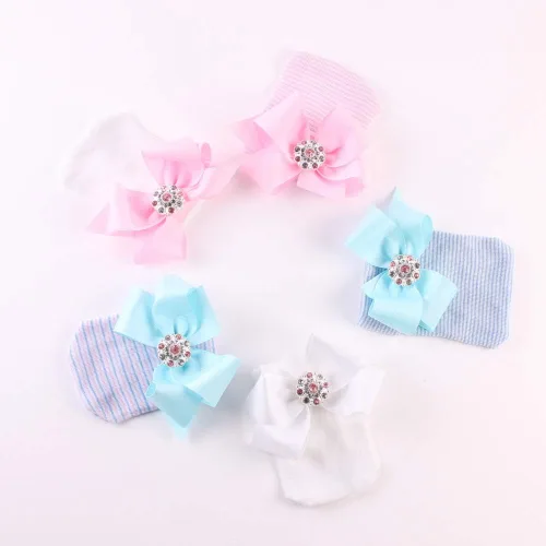 Vista 6 de upeilxd Newborn Hospital Hat Infant Baby Hat Caps with Bow Soft Cute Nursery Beanie Hat