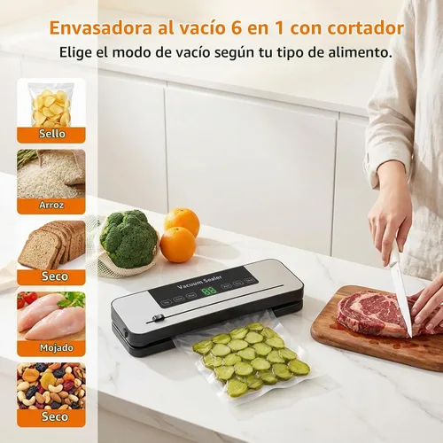 Vista 3 de Máquina selladora al vacío de alimentos con 30 bolsas, cortador integrado