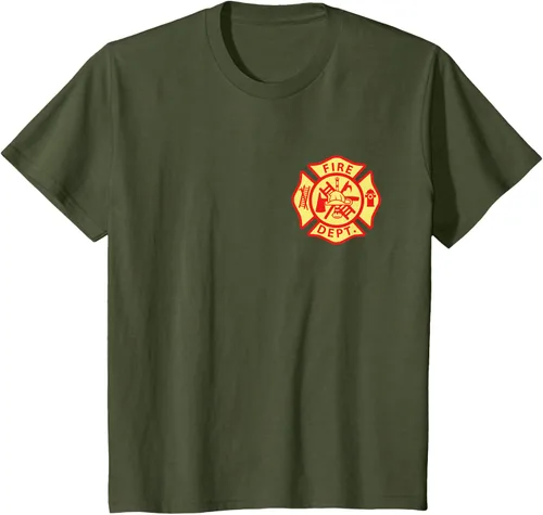 Vista 9 de Camiseta con logotipo de bomberos con símbolo de bombero, Negro