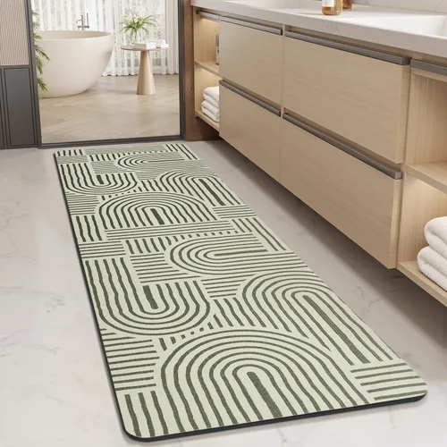Vista 32 de MontVoo -Tapete de baño-Alfombras de baño delgadas antideslizantes para debajo de la puerta- Superficie de gamuza sintética absorbente, de secado