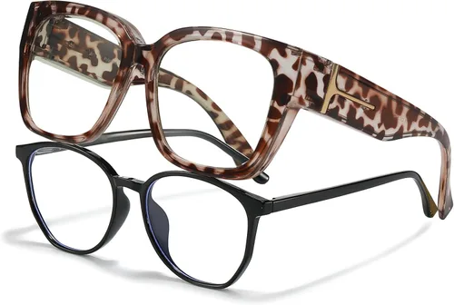Vista 12 de LVIOE Lentes con filtro de luz azul para mujeres y hombres, anteojos de bloqueo de luz azul de gran tamaño para llevar sobre anteojos LB7511