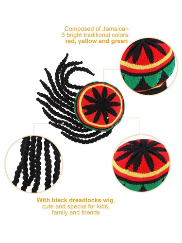 Vista 6 de SATINIOR Peluca de rasta con rastas negras, 1 pieza, talla 17.3