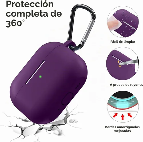 Vista 2 de Lerobo Funda para AirPods Pro 3, funda protectora de silicona suave, color Púrpura