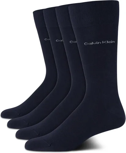 Vista 17 de Calvin Klein Calcetines de vestir para hombre, paquete de 4 unidades, mezcla de algodón suave, calcetines a rayas, calcetines largos casuales