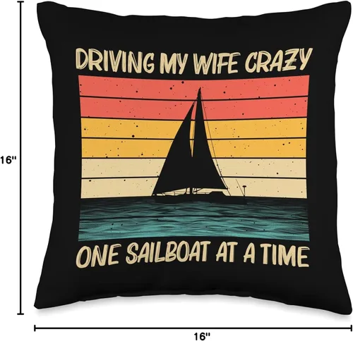 Vista 4 de Funny Sailing Gift Sailboat Accessories & Stuff Cool Men Mom - Almohada náutica de vela, 16 x 16 pulgadas, multicolor