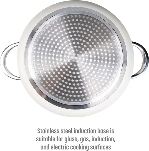 Vista 5 de Goodful Olla de cerámica antiadherente de 6 cuartos de galón, ollas y sartenes aptas para lavavajillas, mango de acero inoxidable de agarre cómodo