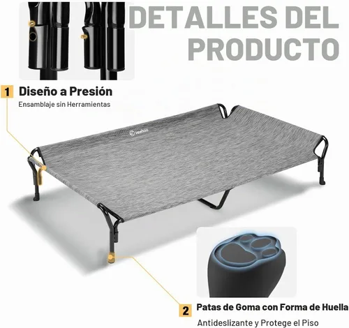 Vista 4 de Veehoo Cama elevada refrescante para perros, cuna elevada para perros con Negro plateado