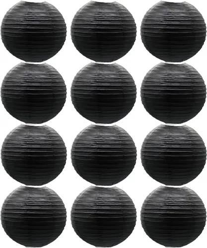 Vista 38 de Linternas de papel doradas chinas, japonesas, colgantes, redondas, para decoración de fiesta de Año Nuevo y Año Nuevo Lunar (12 unidades)