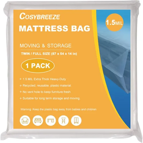 Vista 11 de Bolsas de colchón para mudanza y almacenamiento de 5 mil, tamaño individual, 1 paquete, funda protectora de colchón resistente e impermeable, bolsa