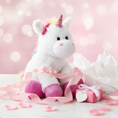 Vista 6 de Peluche de unicornio multicolor, de The Petting Zoo (10 pulgadas)