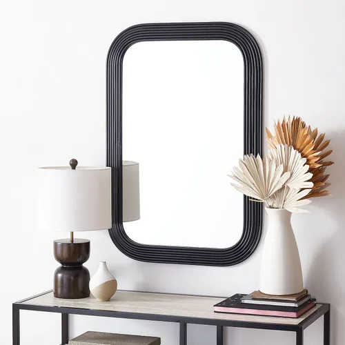 Vista 2 de SAFAVIEH Home Collection Ahna - Espejo de pared rectangular decorativo negro de 24 x 36 pulgadas para dormitorio, sala de estar, baño, entrada