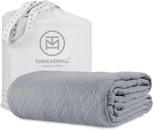 Vista 22 de Threadmill Mantas de algodón de lujo para cama de tamaño Queen Manta de tamaño Queen 100% algodón para todas las estaciones Aster Jacquard