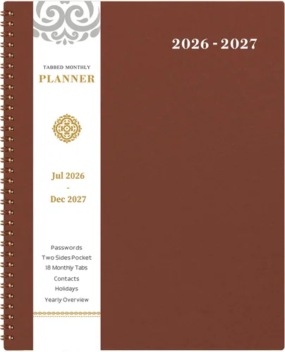 Vista 22 de Agenda mensual 2026 - Agenda 2026, agenda de enero 2026 a diciembre 2026, calendario mensual de 12 meses con pestañas y bolsillo, etiquetas