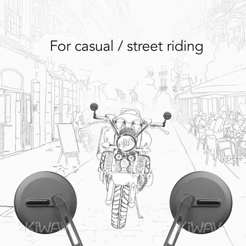 Vista 2 de KiWAV Espejos de extremo de barra de motocicleta Ojo Negro compatible con manillar roscado M6