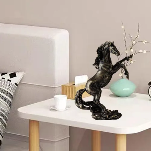 Vista 2 de Estatua de caballo de resina, estatua de caballo de lucha, escultura, adorno de animales, figuras de caballo para el hogar, oficina, escritorio