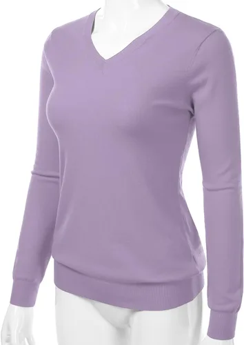 Vista 2 de danibe Suéter de punto suave de primera calidad con cuello en V para mujer (S-XXL)