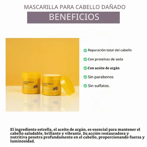 Vista 3 de ALEA - Mascarilla reparadora capilar - Línea capilar dañada - 13.5 fl oz - con proteínas de seda y aceite de argán - para cabello seco y dañado