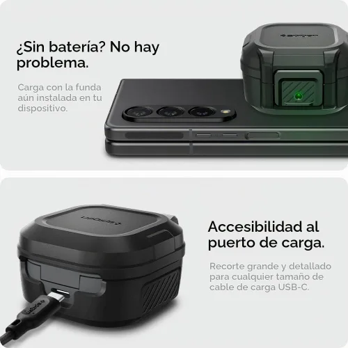 Vista 6 de Spigen Ajuste de bloqueo para Galaxy Buds Core, Buds FE, Buds 2 Pro y Buds Live Clip de bloqueo seguro, TPU y PC de doble capa, protección contra