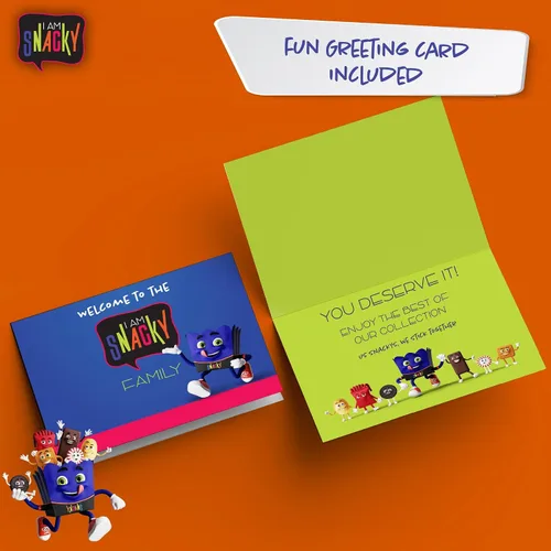 Vista 5 de I AM Snacky - Caja de aperitivos paquete variado de cuidado + tarjeta de felicitación - Caja de aperitivos (40 unidades) Cesta de regalo de dulces