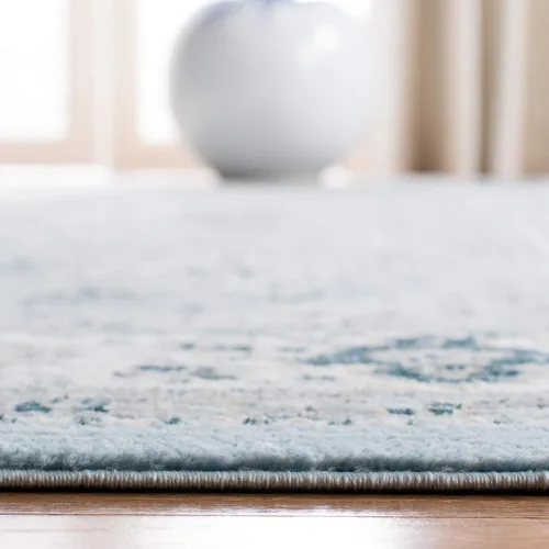 Vista 4 de SAFAVIEH - Colección Isabella, alfombra decorativa - 2'2" x 5', azul y crema, diseño oriental, no desprende pelusa y fácil cuidado, ideal para áreas