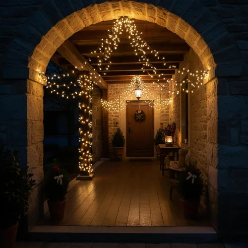 Vista 2 de 300 luces LED de Navidad blancas cálidas para interiores y exteriores, cadena de luces LED de 100 pies, cable verde, enchufable, luces de árbol