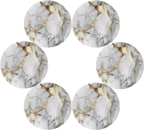 Vista 7 de Round Placemats Set of 1, White Golden Marble Pattern Heat Resistant Washable Place Mats Table Mat for Kitchen Dining Party