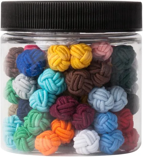 Vista 3 de Jacob Alexander Tarro de regalo, 25 pares de nudos de seda de color sólido, colección a granel, Multi