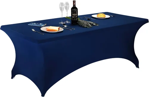 Vista 47 de LZY Mantel de mesa elástico ajustable de elastano para mesa plegable de 4, 6 o 8 pies, mantel rectangular de cóctel, perfecto para fiestas o Manzana