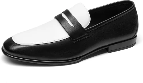 Vista 9 de Bruno Marc Mocasines Penny Mocasines de cuero de gamuza para hombre Negro