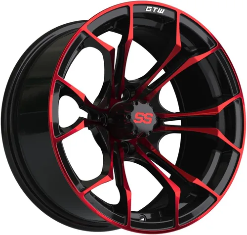 Vista 19 de GTW Spyder - Rueda de aluminio para carrito de golf de 12 pulgadas 12x7 4-4 pernos desplazamiento de 3:4 (azul/negro)