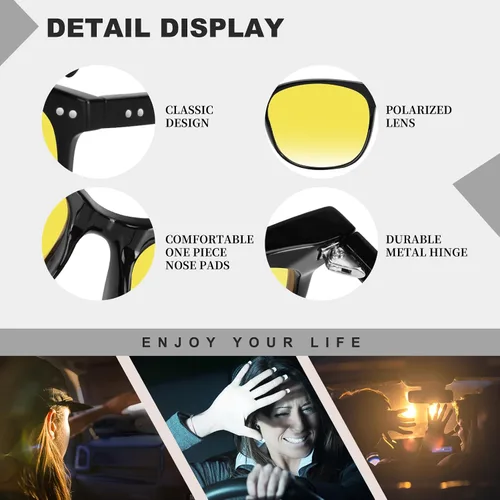 Vista 4 de HAOLOTA Gafas de conducción de visión nocturna polarizadas HD amarillas tintadas antideslumbrantes para hombres y mujeres