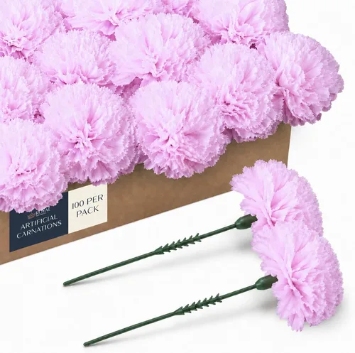 Vista 10 de Royal Imports Flores artificiales de clavel para bodas - Verde100pk