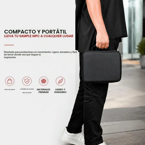 Vista 6 de Estuche rígido de viaje compatible con Akai Professional MPC Sampler portátil independiente, bolsa de transporte (gris-negro)