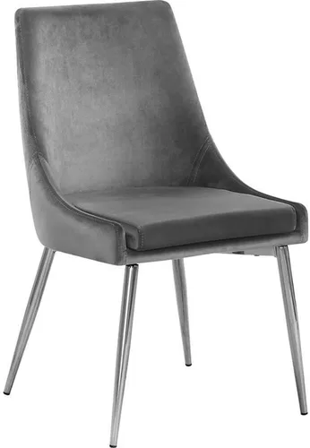 Vista 5 de Meridian Furniture Karina Collection Modern - Silla de comedor tapizada de terciopelo contemporánea con patas de metal resistentes, juego de 2, 19.5