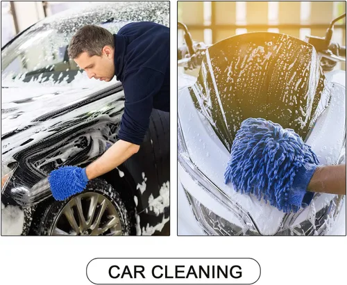 Vista 5 de BBTO 5 manoplas de microfibra de chenilla para lavado de auto, guantes absorbentes de doble cara, guantes de secado de microfibra sin remolinos