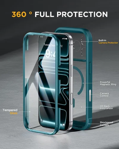Vista 353 de Miracase Serie de vidrio para iPhone 11 de 6.1 pulgadas, funda protectora de cuerpo completo resistente mejorada con protector de pantalla de vidrio