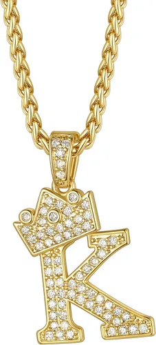 Vista 22 de Richsteel Collar con colgante de letra inicial A-Z para hombres y mujeres Initial A