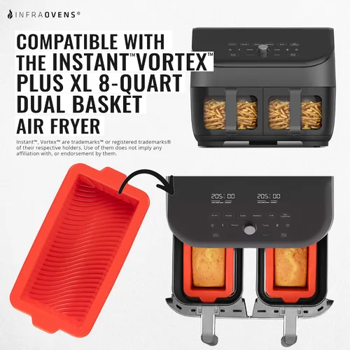 Vista 2 de Molde de silicona para freidora de aire para Instant Vortex 2 cestas, sartén antiadherente para freidora de aire de doble cesta, se adapta a Ninja