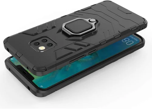 Vista 6 de Funda de teléfono para Huawei Mate 20 Pro con protector de pantalla de vidrio templado y soporte magnético para anillo con soporte, accesorios Negro