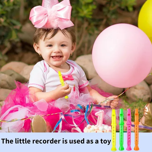 Vista 6 de Paquete de 12 grabadoras de plástico de 5.5 pulgadas para niños, flauta de colores mixtos, instrumento musical, juguete para recuerdos de fiesta