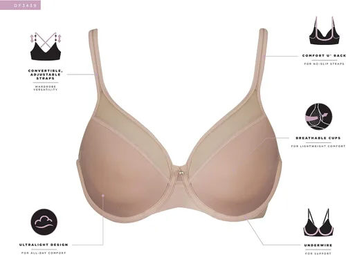 Vista 8 de Bali Camiseta ultra ligera con aros para mujer, brasier convertible