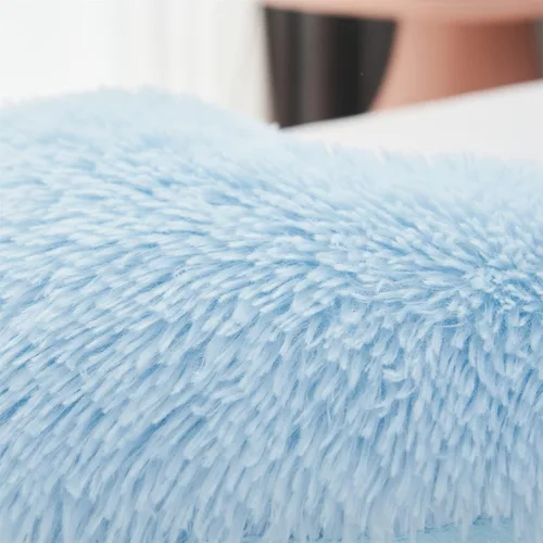 Vista 6 de MOOWOO Almohada de corazón esponjosa de felpa, almohadas peludas para regalos, almohada de amor, cierre de cremallera, Navidad, día de la madre, Azul