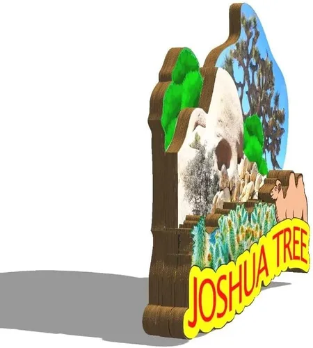 Vista 2 de Imán de madera para nevera del parque nacional Joshua Tree de Estados Unidos, monumentos 3D, recuerdos coleccionables de viaje, decoración hecha a