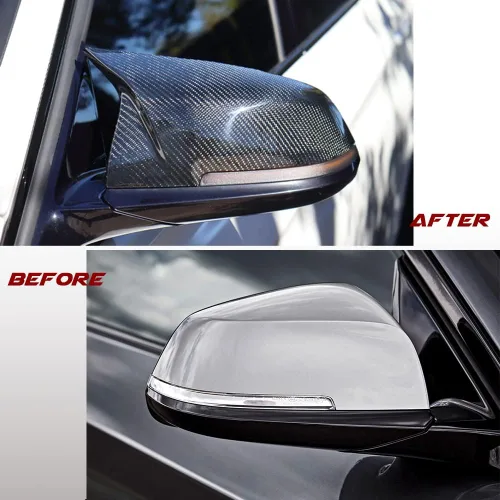 Vista 4 de Tapas de espejo de fibra de carbono para BMW F30 F20 F22 F23 F31 F32 F33 F36 F87 M2 X1 E84 puerta lateral retrovisor tapa accesorios reemplazo