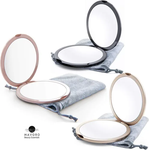 Vista 7 de Espejo compacto de aumento para monederos, aumento 1x/10x, espejo de maquillaje de viaje de doble cara, espejo de bolsillo pequeño de 4 pulgadas