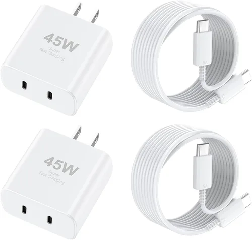 Vista 14 de Teléfono 18 17 Pro Max Cargador Carga Rápida 45W USBC Phone Duo Cargador Negro