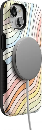 Vista 6 de Casely Funda para iPhone 13 Ride The Wave Arcoíris pastel rayado Compatible con MagSafe Diseño protector audaz