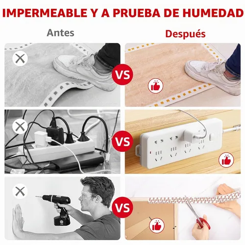 Vista 4 de Sinfuo Cinta adhesiva de doble cara resistente (0.39 pulgadas x 22 pies), cinta adhesiva nano extraíble de doble cara, cinta adhesiva transparente