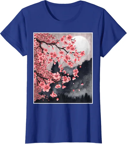 Vista 49 de Sakura - Camiseta japonesa de cerezo en flor japonesa, Negro, S